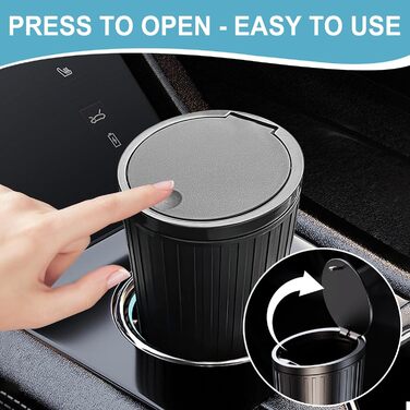 Автоматичний сміттєвий бак з кришкою, компактний, для приміщень, водонепроникний та з функцією усунення запахів, 2 рулони мішків для сміття, зручний міні-бак для автомобіля, дому, офісу, спальні, чорний