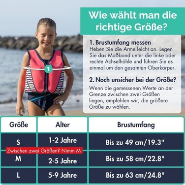 Дитячий рятувальний жилет Limmy&39s плавальний жилет з регульованою плавучістю, сертифікований CE, переможець тестів на Vergleich.de, мякий неопреновий комфорт, безпечна та міцна конструкція, з сумкою для перенесення, розмір S, рожева квітка