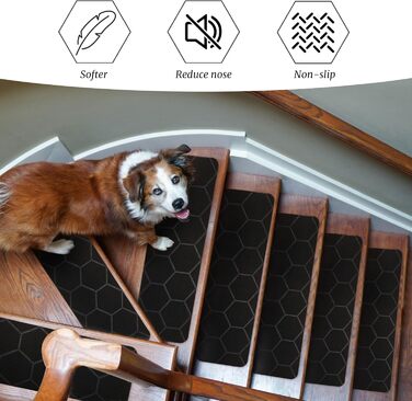 Сходинки для дерев&39яних сходів для приміщень, 20,3 x 76,2 см, чорні, 15 шт.