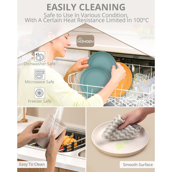 Набір посуду для кемпінгу HOMGEN на 12 осіб пластикові тарілки, миски, чашки та столові прибори для пікніків, відпочинку на природі та грилю (стиль A)