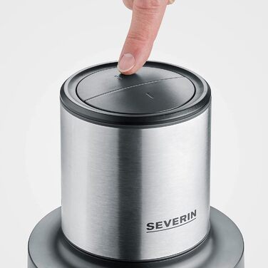 Універсальний подрібнювач SEVERIN, мультиподрібнювач для грубого та дрібного подрібнення, подрібнювачі для колотого льоду, сиру, горіхів та іншого, матова чорна/матова нержавіюча сталь, KM 3867