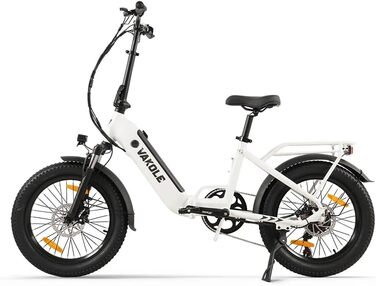 Складаний електровелосипед VT4 20 дюймів з акумулятором 36 В 13 Аг, 20x3,0 дюйми, шини для фетбайка, електровелосипед, що відповідає стандартам ЄС, для чоловіків та жінок, білий