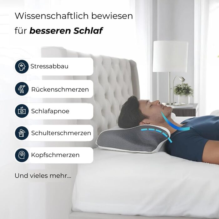 Подушка для шиї DreamSleepz - Ергономічна подушка для зняття болю в шиї та плечах, з піною з ефектом пам&39яті (чорна)