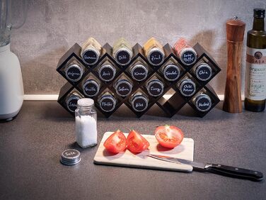 Дерев&39яна підставка для спецій сертифікована FSC підставка для спецій для шафи підставка для спецій для дверцят шафи, кухонний органайзер без свердління (чорний)