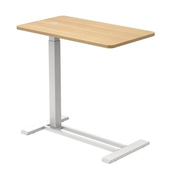 Бічний столик Spacetronik з регульованою висотою, мобільний журнальний столик з прихованими колесами, столик для ноутбука з ручним регулюванням висоти 66106 см, тумбочка для дивана, ліжко (білий/дерево, 80x45 см) білий/дерево 80x45 см