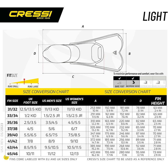 Короткі ласти Cressi Light Fins - Ласти для снорклінгу, зручні для подорожей - Ефективне тренування м&39язів - Міцні ласти для плавання, білі 39/40