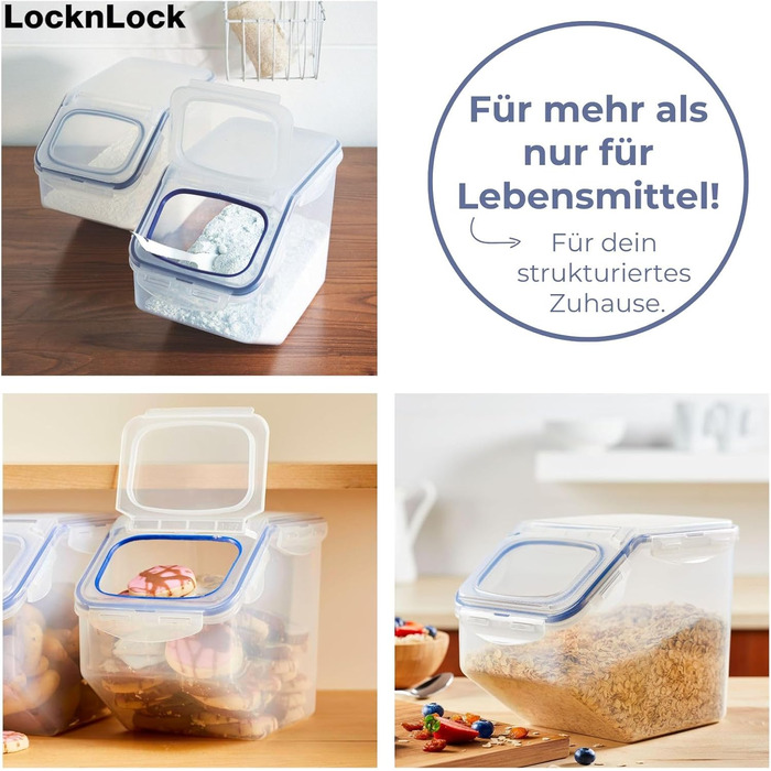 Контейнер Lock&Lock PP Classic для сипучих продуктів з кришкою з мірним стаканом 12 л 35 x 23 x 27 см Герметичний контейнер для зберігання круп, цукру, борошна та інших сипучих продуктів 12 л