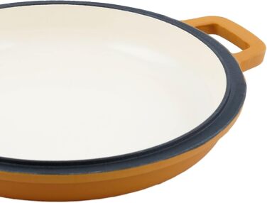 Чавунна каструля Mahlzeit 4,4 л помаранчева, кругла емальована чавунна сковорода з кришкою чавунна каструля, підходить для індукці