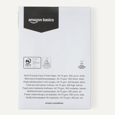 Універсальний папір Storeo Basics для копіювання та друку, A4, 75 г/м2, 2500 аркушів (упаковка з 5 шт. ), білий