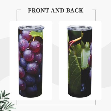 Кухоль з прямою трубочкою, 590 мл, дизайн свіжий виноград, принт, дорожній кухоль, підходить для кемпінгу, офісу та дому