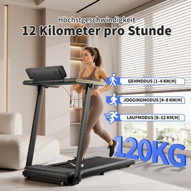 Домашня бігова доріжка - Складані бігові доріжки до 12 км/год Електричні бігові доріжки зі світлодіодним дисплеєм Килимок для ходьби Тихий біговий килимок для домашнього офісу 120 кг макс. з 3 режимами LUYATA