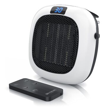 Підключається до мережі вентилятор-обігрівач з пультом дистанційного керування, 700 Вт, плавне регулювання температури 15-30C з термостатом, таймер 1-12 годин, захист від перегріву, обігрів з термостатом - тихий - білий