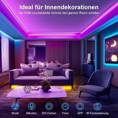 Світлодіодна стрічка 30м, світлодіодна стрічка Bluetooth, RGB змінює колір, світлодіодний світловий ланцюжок 30М з керуванням чере