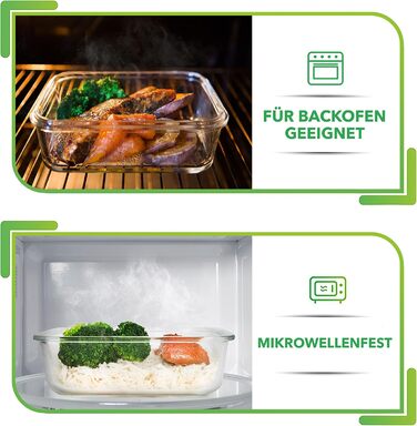 Скляні контейнери для зберігання продуктів з кришками - Коробки для приготування їжі - Набір скляних контейнерів - Можна мити в посудомийній машині, використовувати в мікрохвильовій печі та морозильній камері (1060 мл 1 відділення) 5 шт. по 1060 мл - 1 ві