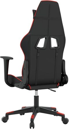 Геймерське крісло з функцією відкидання спинки, штучна шкіра чорно-червоного кольору, 64x60x117-127 см, для геймерів, модель 3143754