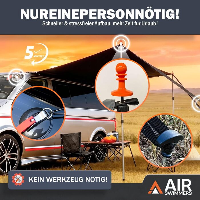 Сонячний тент з кедерною рейкою, автомобільний тент, кемпінг VW T5, сонячний тент з кедерною рейкою, автомобільний тент, з кедерною рейкою (4-6 мм), T4, T6, водонепроникний, тенти, захист від ультрафіолету, в комплекті стійки для намету, присоска, 252 x 2