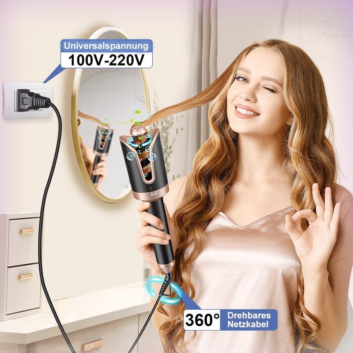 Автоматична плойка COMEIN, плойка для завивки великих локонів Автоматична 4 температури, захист від ошпарювання і знімається для ч