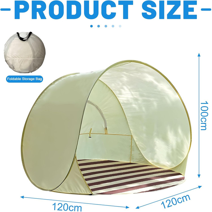 Розкладний пляжний намет із захистом від ультрафіолету, XXL, 3-4 особи, UPF 40, розкладний пляжний намет для немовлят, одноразовий пляжний намет із захистом від ультрафіолету та вітрозахисною плівкою, пляжний намет, розкладний сонцезахисний козирок, розкл