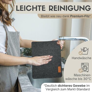 Набір з 6 фетрових скатертин преміум-класу з 6-ма скляними підставками тримачем та 6-ма нековзними пакетами для столових приборів,