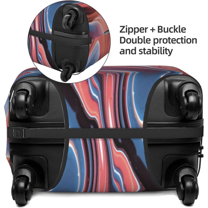 Чохол на валізу Абстрактний рожевий мармур, еластичний, водостійкий, захисний, для подорожей та роботи (розмір валізи 45,7 - 81,3 см), чорний, розмір S