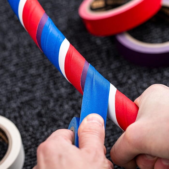 Різнокольорових смужок для хула-хупа 25 мм x 10 м, стрічка Gaffer чорного, білого, фіолетового, червоного та синього кольорів, 5 шт.