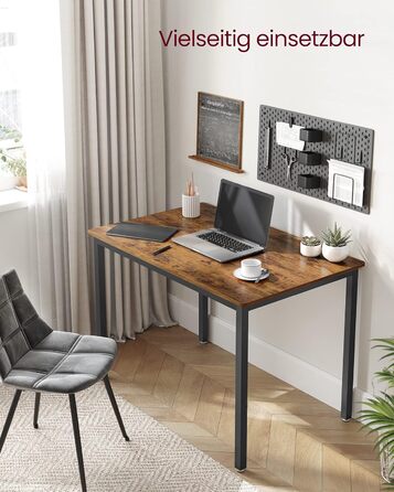 Обідній стіл, Кухонний стіл, 70 x 110 x 77 см, Обідній стіл для 4 осіб, Стіл для вітальні, Письмовий стіл, для їдальні, кухні, Індустріальний дизайн, Вінтажний коричневий-матовий чорний KDT081B01 Вінтажний коричневий матовий чорний 70 x 110 x 77 см 1-пред