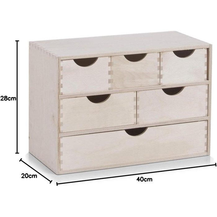 Тумба з 6 шухлядами, береза 40 x 20 x 28 см, 13193