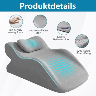 Подушка для підняття ніг Kottwca, клиноподібна подушка з піни з ефектом пам&39яті, ергономічна подушка для ніг, ортопедична клиноподібна подушка для ліжок, диванів, сидіння, сну, читання та відпочинку