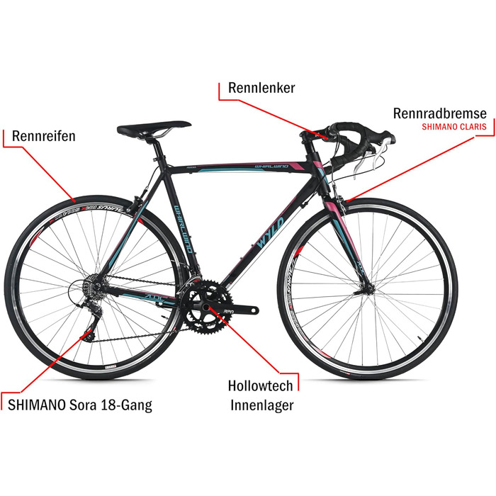 Велосипед WYLD Racing 28&39&39 Whirlwind 200 чорно-фіолетовий 18 передач 60 см