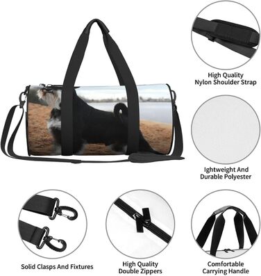 Спортивна сумка, дорожня сумка, дизайн снузер, собака, сумка для ночівлі, чорна, універсальний розмір, дорожня сумка