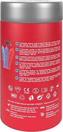 Презервативи ONE Tattoo Touch, текстуровані з унікальними малюнками, натхненними татуюваннями, веганські, без ГМО, з натурального каучукового латексу, 12 шт.