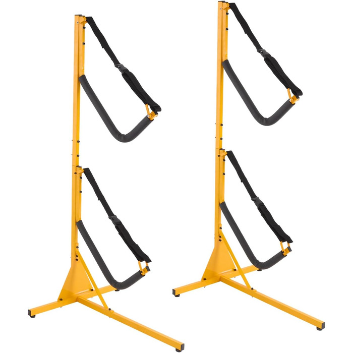 Окремостояча стійка для зберігання каяків, стійка для каяків на вулиці та в приміщенні, тримач для каяків вміщує два каяки вагою до 108 кг (В) * 117,8 см (Д) * 91,4 см (Ш), стійка для каное, регульована висота, захищена від атмосферних впливів