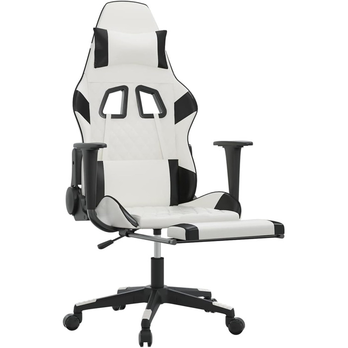 Ігрове крісло з підставкою для ніг, крісло для ПК, ігрове крісло, крісло для геймерів, крісла для ігор, крісла для кабінету, крісло для PlayStation, комп&39ютерне крісло, біла та чорна штучна шкіра