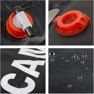 Сонячна душова кабіна Relaxdays 20 л, портативний душ для кемпінгу, підвісний, складаний, з ручним душем, чорний