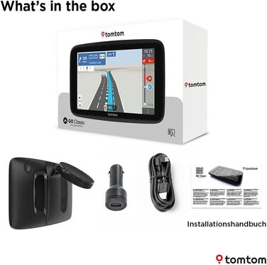 Навігаційний пристрій TomTom Car Sat Nav GO Classic 2nd (5-дюймовий, уникнення заторів завдяки TomTom Traffic, оновлення карт для Європи включені, оновлення через Wi-Fi, динамічний асистент смуги руху, інтегрований, двостороннє кріплення) 5-дюймовий станд