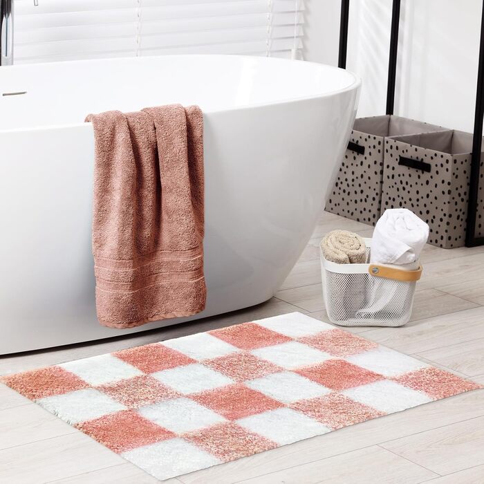 Нековзний килимок для ванної, надзвичайно м&39який килимок для ванної, пухнасті, абсорбуючі килимки для ванної з мікрофібри для ванних кімнат, килимки для ванної кімнати, що праються, милий килимок для ванної для душових піддонів, картатий, троянда 50 x 8