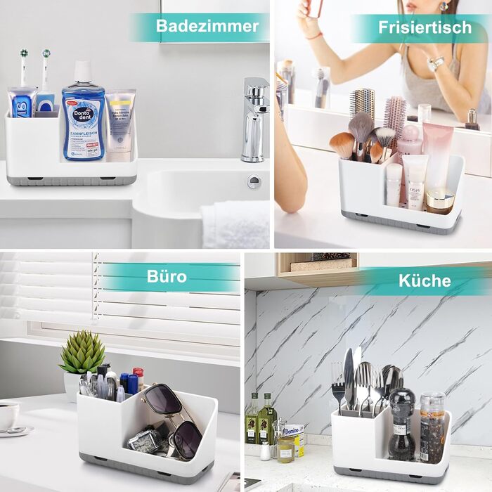 Тримач для зубної щітки для органайзера у ванній кімнаті, тримач для електричної зубної щітки зі зливним отвором, знімний органайзер для зубної щітки для ванної кімнати, кухні та сімї (сірий)