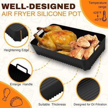 Аксесуари для фритюрниці Ninja Foodi Flexdrawer 10.4 л AF500DE.3 шт. Аксесуари для мультипечі з силіконовою формою для Ninja AF500EU