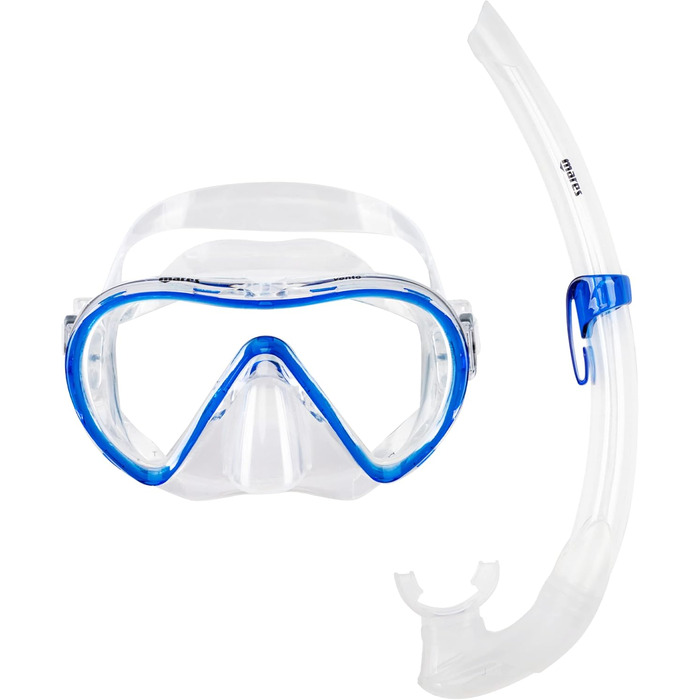 Набір для сноркелінгу для дорослих, силіконова маска з однією лінзою, ергономічний сноркель із силіконовим мундштуком, один розмір, синій