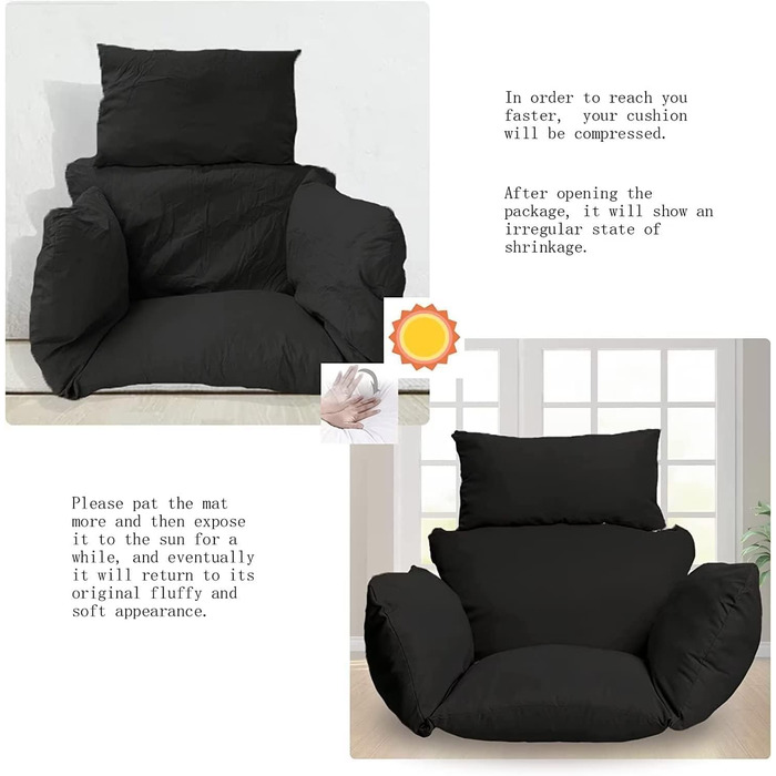 Крісло-яйце AALLYN з ротанга з м&39якою подушкою, для вулиці/приміщення з регульованою висотою, для заднього двору, саду, балкону, газону, вітальні (Колір сірий)