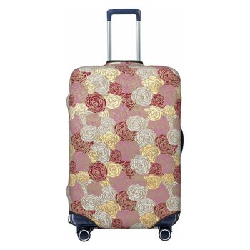 Чохол для валізи з квітковим принтом Троянда - еластичний захист від подряпин та пилу, чорний, розмір 95