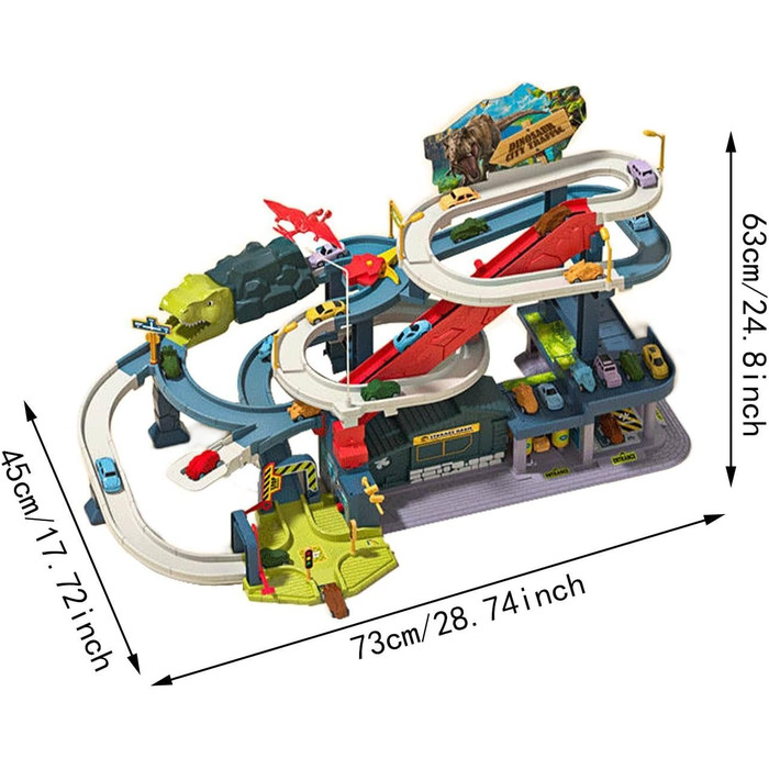 Іграшкова залізниця динозаврів Luwecf для дітей, набір транспортних засобів, розвиваюча іграшка з динозаврами та коліями, місто