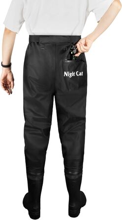 Чоловічі водонепроникні вейдерси Night Cat дихаючі вейдерси з черевиками для риболовлі, каное, каякінгу, роботи на річці, походів вздовж струмка, розмір 46, чорні