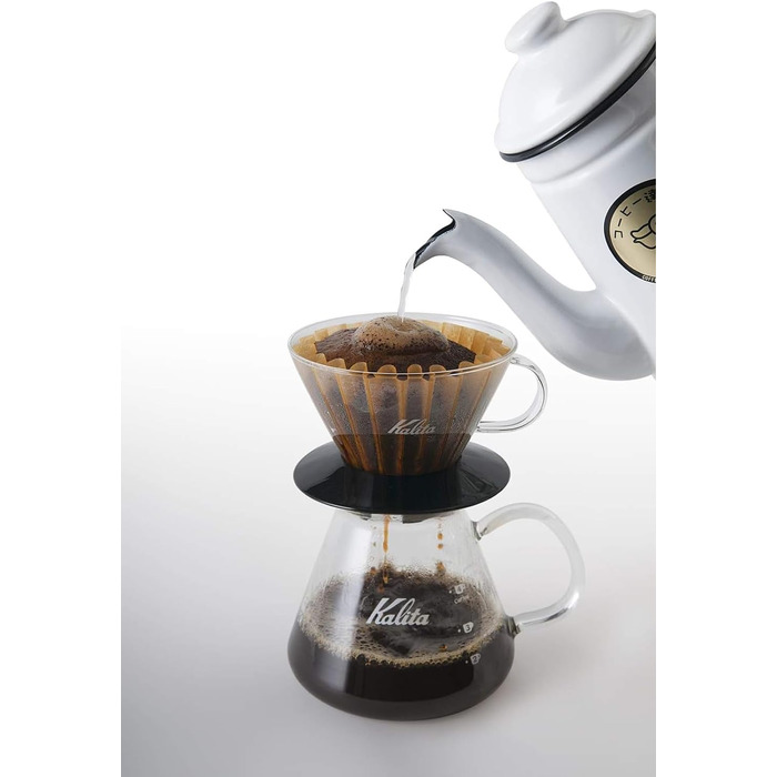 Кавоварка-крапельниця Kalita Wave Pour Over, розмір 185, на 160-26 унцій, одномісна, з термостійкого скла, запатентований і портат