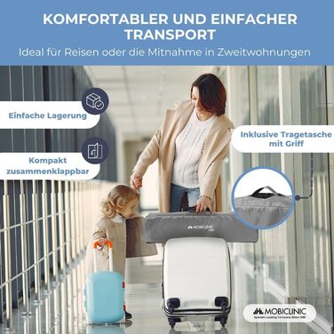 Люлька для подорожей, Автолюлька, 2 в 1, Надзвичайно компактно складається, Знімний матрацик, Mofli, до 15 кг, Дихаюча тканина, Бі