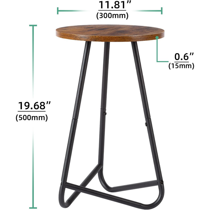 Кругла підставка для рослин HDANI 50 см, підставка для квітів, полиця для рослин з дерева та металу, сучасна полиця для кімнатних рослин для вітальні, балкону та офісу, чорний рустикальний коричневий 50 см
