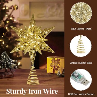 Різдвяна верхівка для ялинки у формі зірки Lewondr