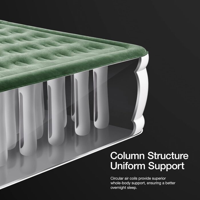 Самонадувальний надувний матрац за 3 хвилини, надувне гостьове ліжко з вбудованим електричним насосом, надувне односпальне ліжко для кемпінгу та домашнього використання (односпальне (46 см))