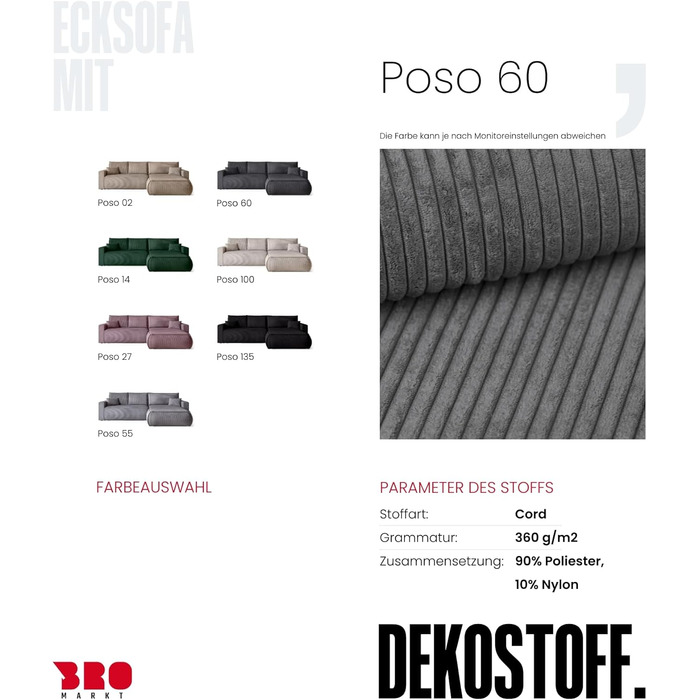 Диван з функцією сну, диван L, засіб для чищення оббивки, диван-ліжко з місцем для зберігання, розкладний диван для вітальні, окремостоячий диван, диван Havana Relax, 3-місний, 270x173x80 см, сірий