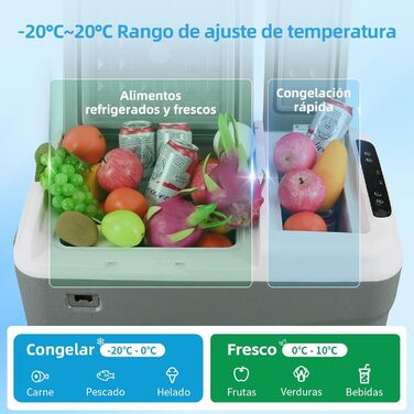 Портативний електричний холодильник, 38 л, подвійна зона охолодження, портативний, 12 В / 24 В постійного струму 100 240 Вольт змі